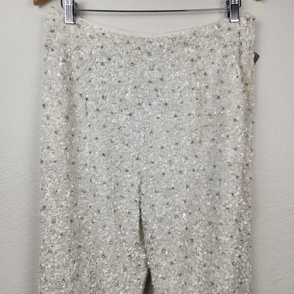 Retrofete Lyra Sequin Pant White Size Large NWT Pockets Wide Leg - Picture 5 of 13